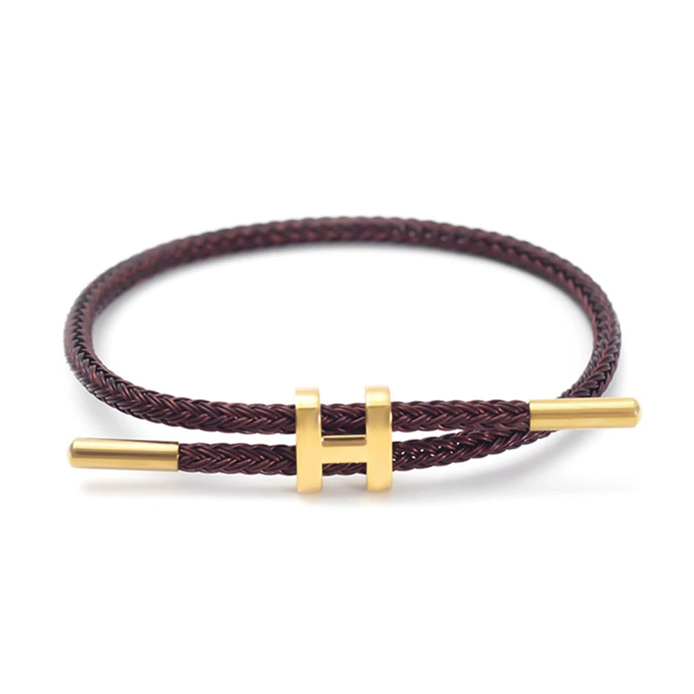 Luxury Waterproof Adjustable Wire Rope Bracelet for Couples - Stainless Steel Bangle Jewelry for Men & Women