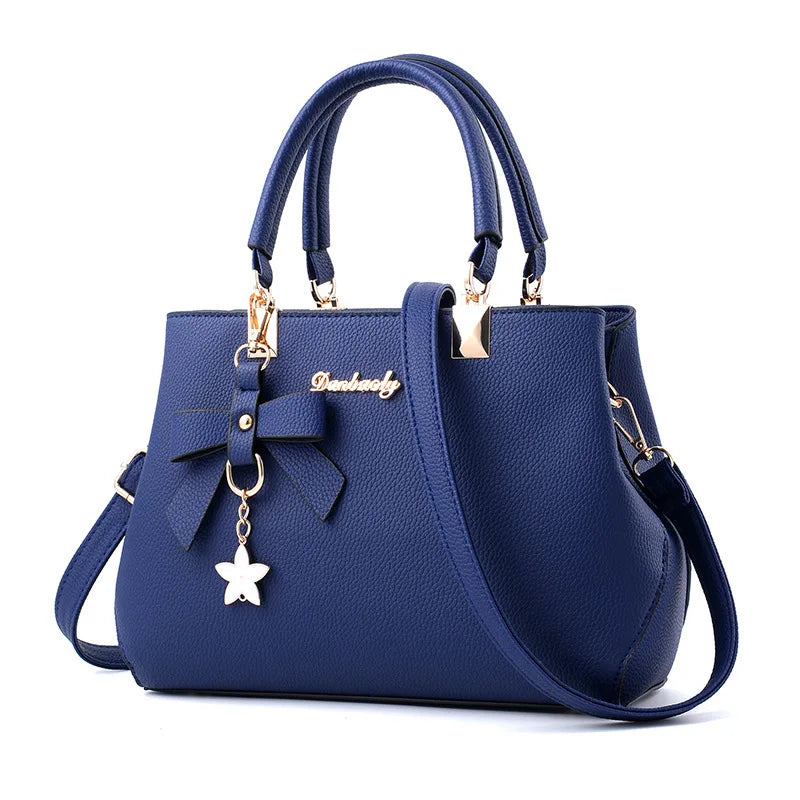 Yogodlns Elegant Messenger Bag for Women - Floral Pendant Office Tote & Crossbody Shoulder Handbag