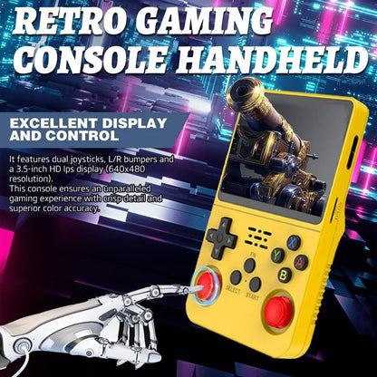 R36S Portable Retro Game Console for Kids - 3.5" ARKOS Handheld Gaming with Single Card