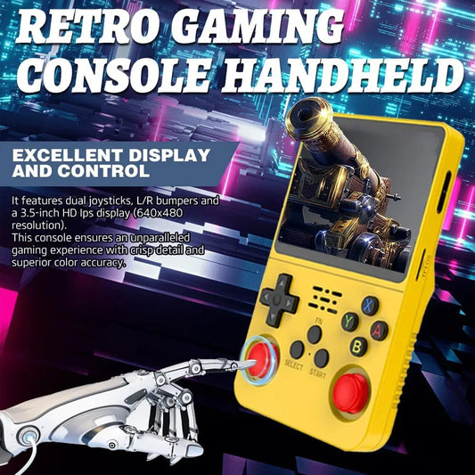 R36S Portable Retro Game Console for Kids - 3.5" ARKOS Handheld Gaming with Single Card