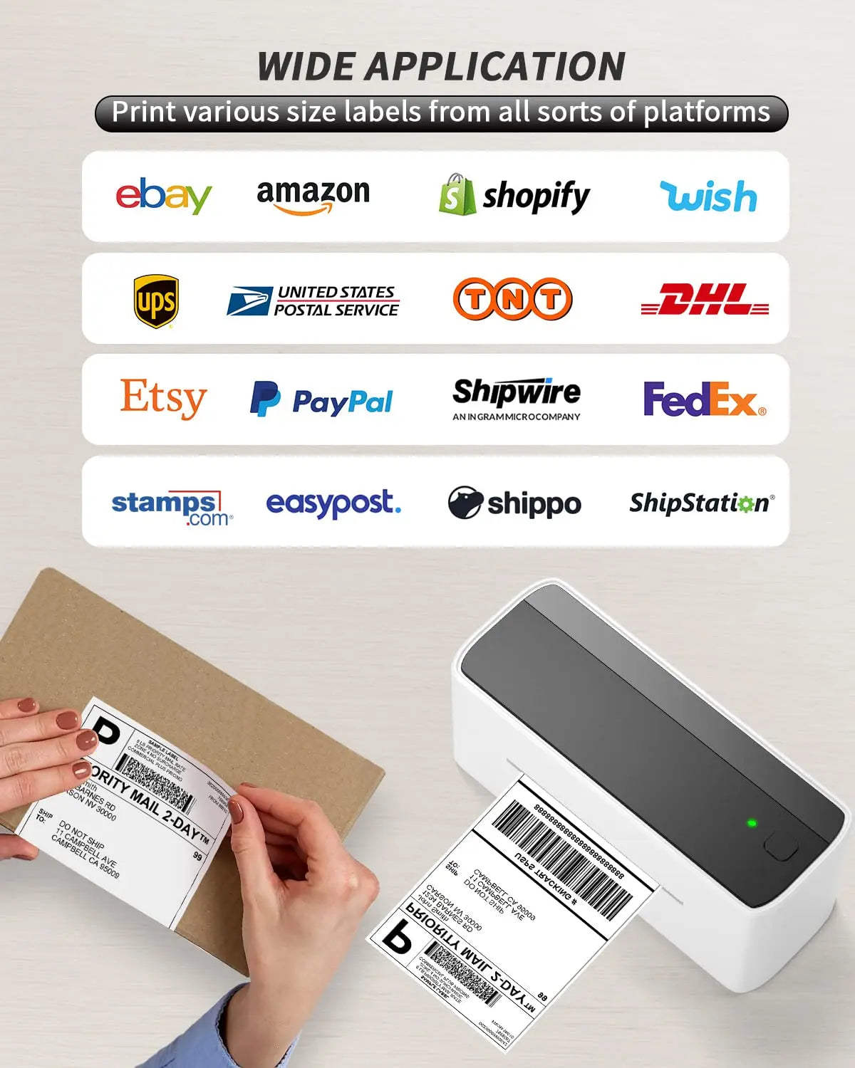 Phomemo 241 Wireless Bluetooth Label Printer for iPhone, Android, Mac & Windows - 108mm Thermal Shipping Labels