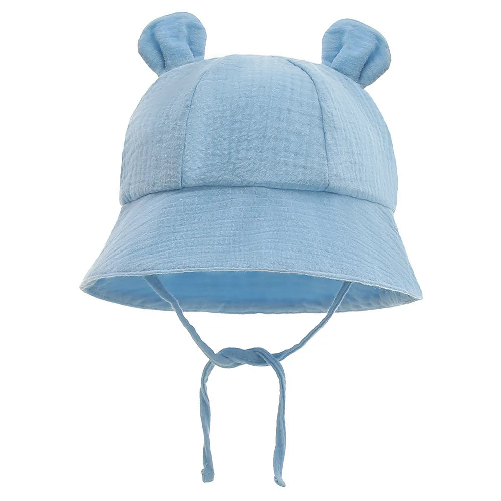 Muslin Cotton Baby Bucket Hat - Sun Protection for Kids 3-12M Boys & Girls Panama Cap