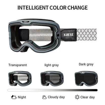 UV 400 Motorcycle Riding Glasses - Photochromic Sports Goggles for Motocross, Skating, Windproof & Dustproof Protection