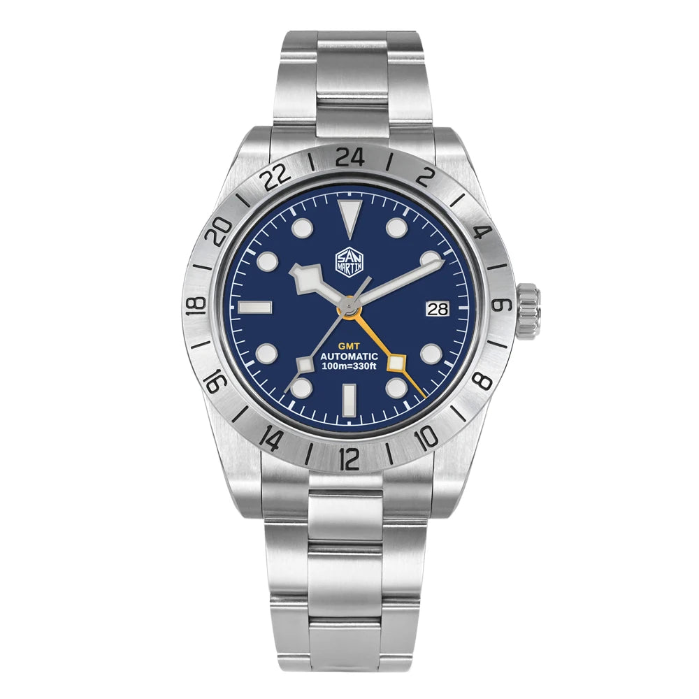San Martin 39mm NH34 BB GMT Automatic Sport Watch for Men - Sapphire, Luminous, 100m Waterproof Relogio SN0054
