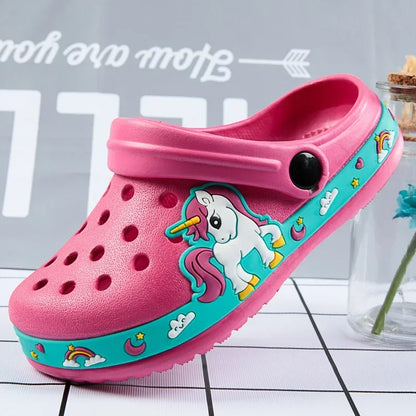 Children's Cartoon Excavator Print Clogs - Boys' Summer Slippers, Soft & Breathable Indoor Sports Footwear