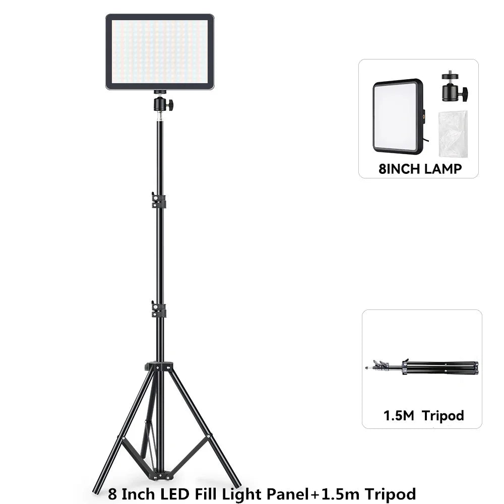 8/12 Inch LED Video Light Kit for YouTube Live Streaming and Photography with Tripod Stand
