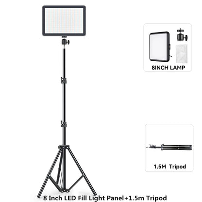 8/12 Inch LED Video Light Kit for YouTube Live Streaming and Photography with Tripod Stand