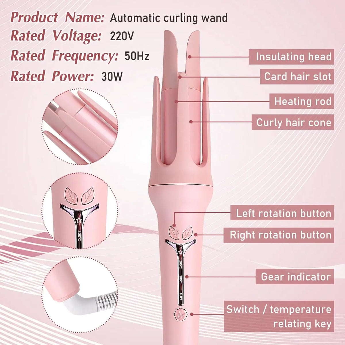 Automatic Curling Iron for Effortless Waves - 32mm Ceramic Hair Curler with 4-Speed Control & Fast Heating