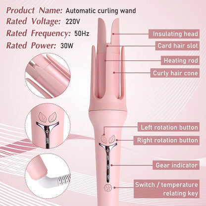 Automatic Curling Iron for Effortless Waves - 32mm Ceramic Hair Curler with 4-Speed Control & Fast Heating
