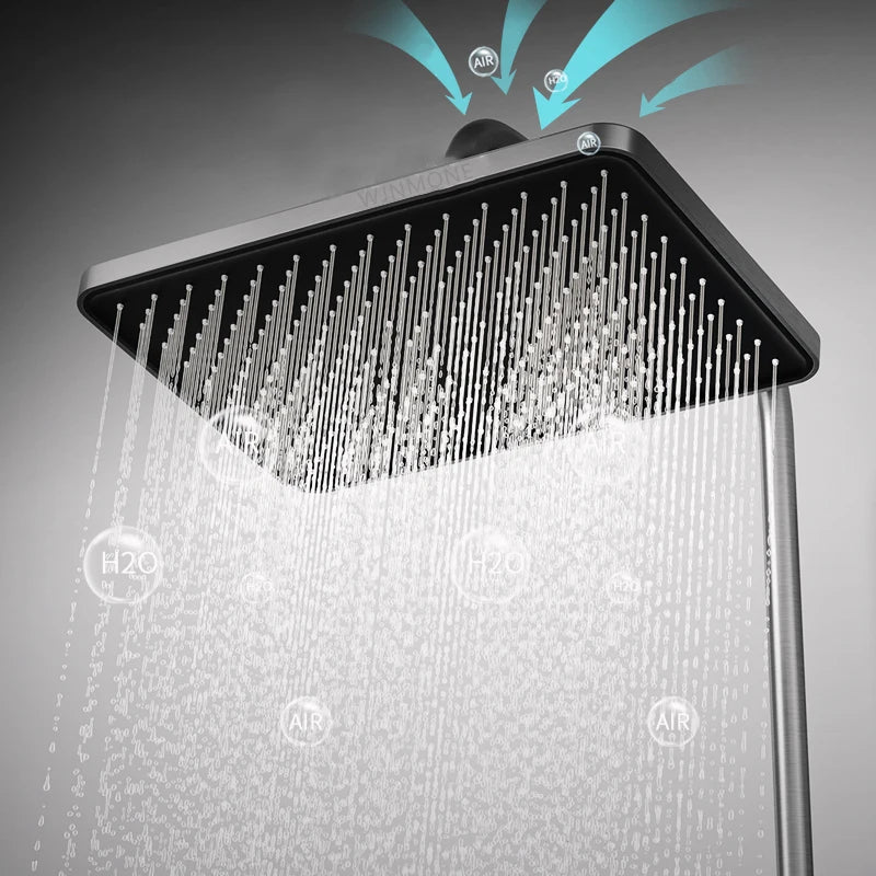 Luxury Digital Shower System with LED Lights & Tempered Glass - Smart Thermostat Mixer Faucet for Modern Bathrooms