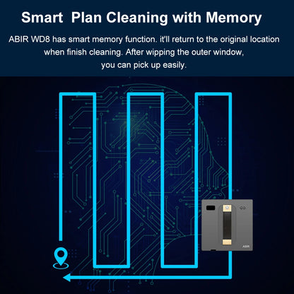 Robot Window Vacuum Cleaner for Smart Homes - ABIR WD8, Dual Ultrasonic Spray, APP & Remote Control, Auto Glass Mop