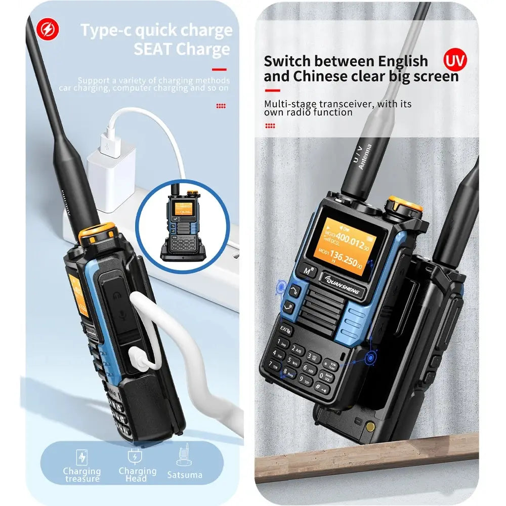 Quansheng UV-K5 Air Band Radio - 5W UHF VHF Intercom with Type C Charging, NOAA & DTMF FM Scrambler for Adventurers
