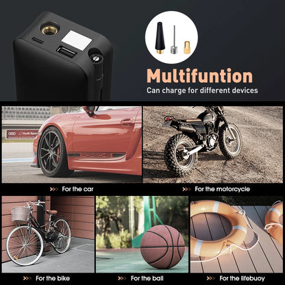 CARSUN Cordless Tire Inflator - Rechargeable Air Pump for Cars, Motorcycles, Bicycles & Sports Balls