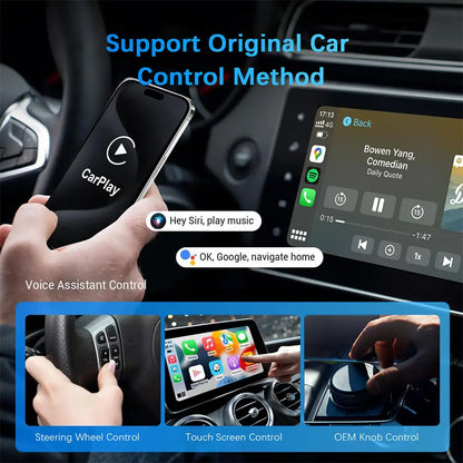 2-in-1 CarPlay & Android Auto Adapter for OEM Car Stereos - Wired & Wireless USB Plug and Play