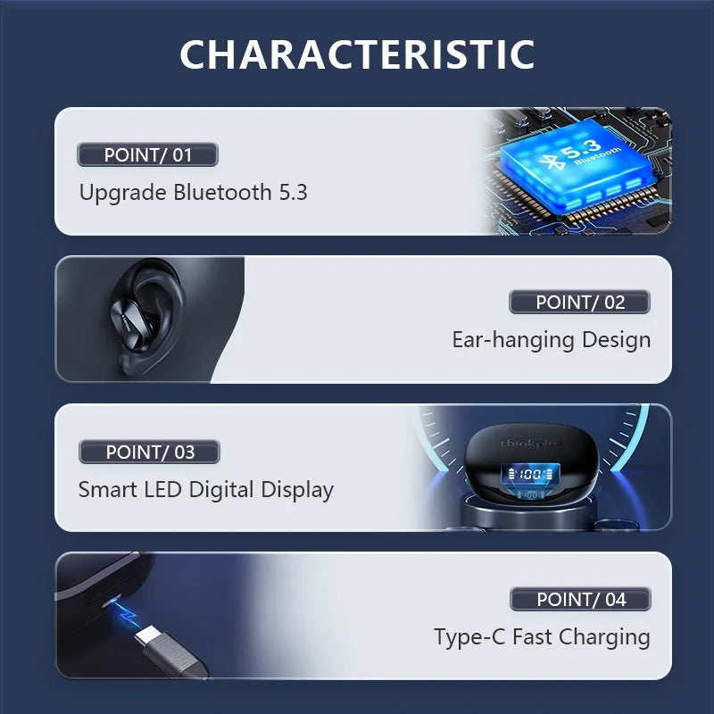 Lenovo LP75 TWS Bluetooth 5.3 Headphones - Waterproof Noise-Cancelling Earbuds with LED Display for Music Lovers