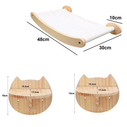 Wall-Mounted Cat Tree with Scratching Post, Jumping Platform, and Hammock for Cats