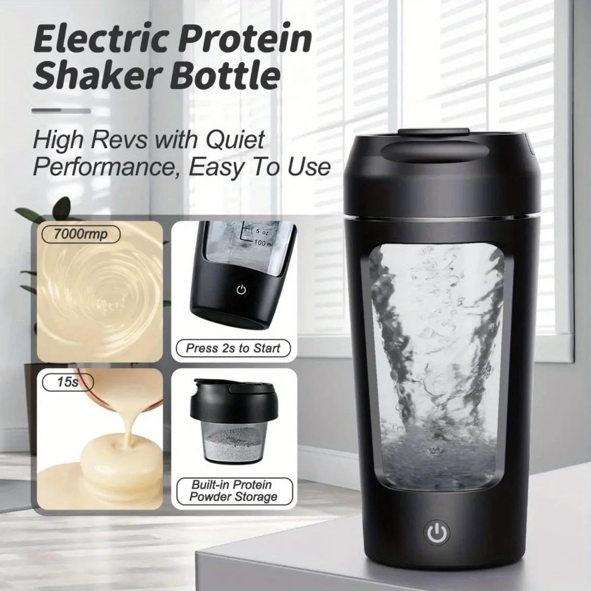 500ML Electric Protein Shaker Bottle for Gym & Outdoor Activities – Automatic Mixer for Smoothies, Milk, Coffee, & More
