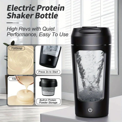 500ML Electric Protein Shaker Bottle for Gym & Outdoor Activities – Automatic Mixer for Smoothies, Milk, Coffee, & More