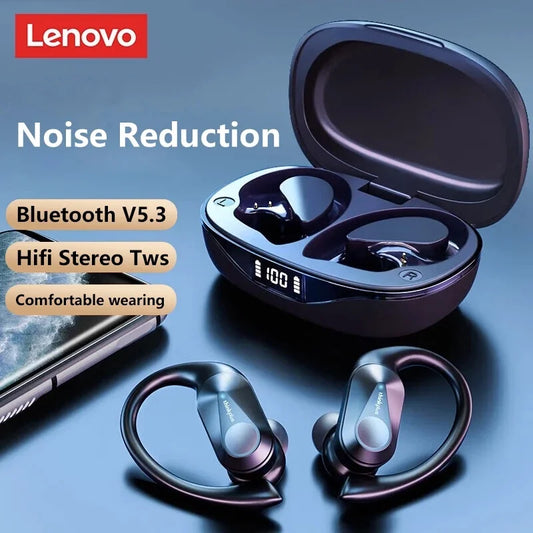 Lenovo LP75 TWS Bluetooth Headphones for Active Lifestyle - Wireless, Noise-Canceling, Waterproof with LED Display