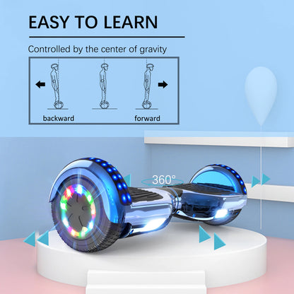 RCB 6.5 Inch Bluetooth Hoverboard with LED Lights - Fun Ride for Kids and Adults