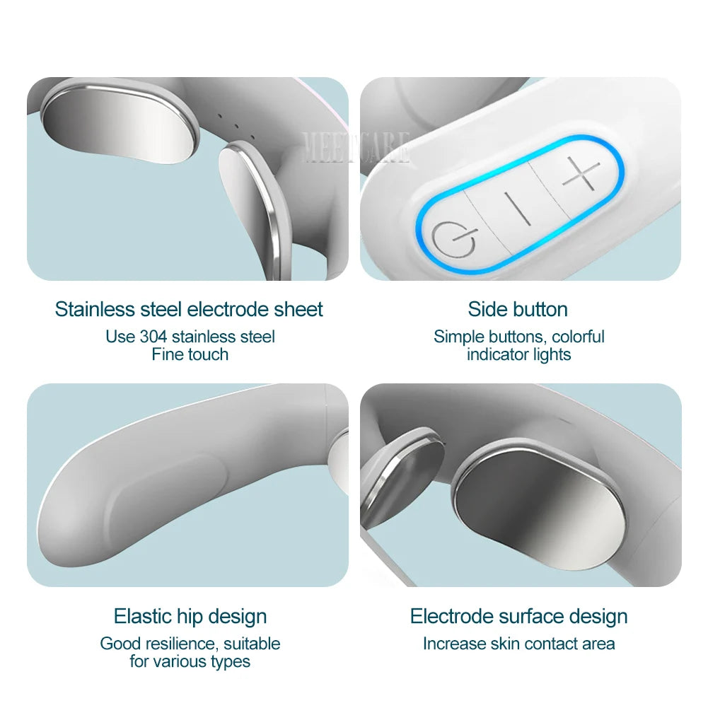 Pulse Neck Massager for Cervical Pain Relief – Smart Electric EMS TENS Therapy for Muscle Relaxation and Kneading