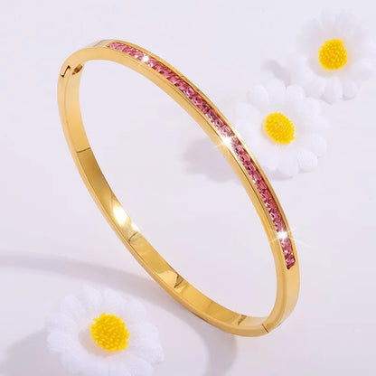 ZAKOL Sparkling Zirconia Stainless Steel Bracelet Set for Women - Stackable Bangles Fashion Jewelry Gift
