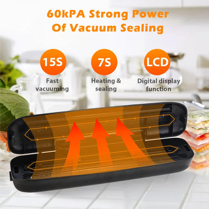 saengQ Vacuum Sealer for Food Storage - Includes 10 Vacuum Bags for Home Use, Ideal for Meal Prep and Freshness