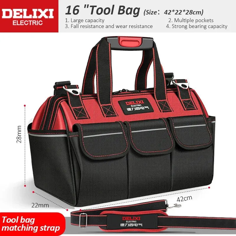 DELIXI Electric Tool Bag - Waterproof Storage for Electricians, Carpenters, Mechanics & Homeowners