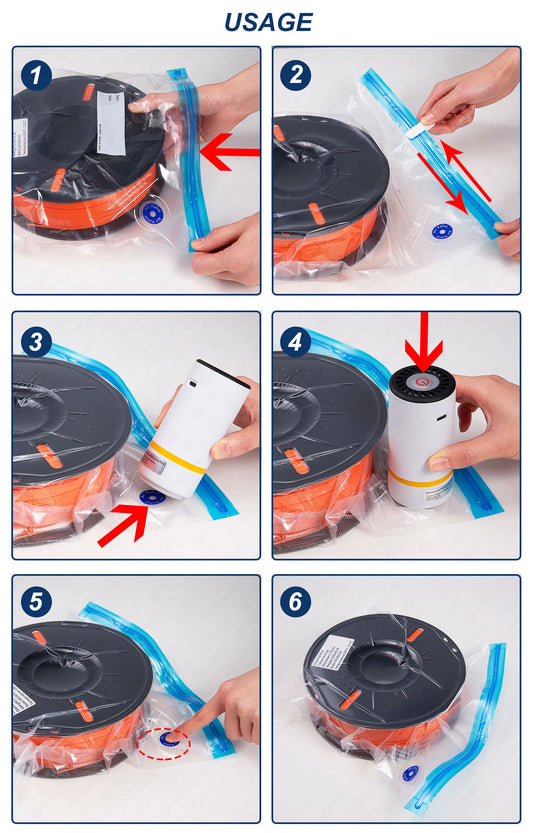 3D Printer Filament Storage Bag - Humidity Resistant Vacuum Sealing Bags for PLA, ABS, PETG - Keep Filament Dry and Fresh