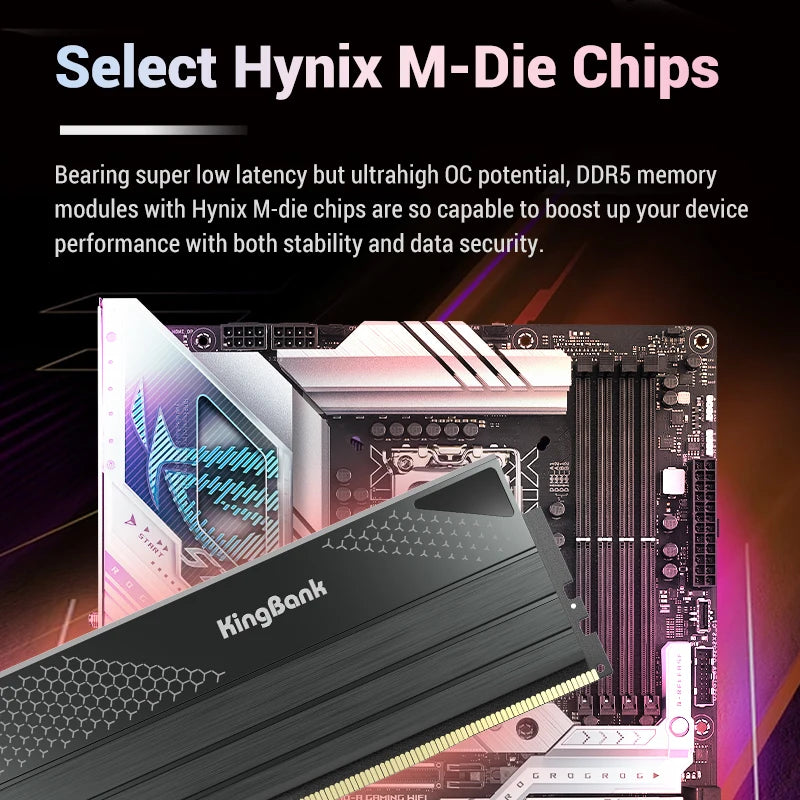 KingBank DDR5 Gaming RAM 6800MHz 24GB (2x12GB) - High-Performance Desktop Memory for Gamers and Creators