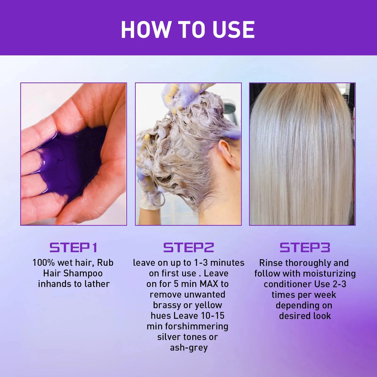 Color-Correcting Purple Shampoo for Blonde Hair - Non-Irritating Formula to Fix Yellow Tones and Cover Gray Hair