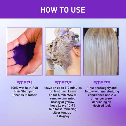Color-Correcting Purple Shampoo for Blonde Hair - Non-Irritating Formula to Fix Yellow Tones and Cover Gray Hair