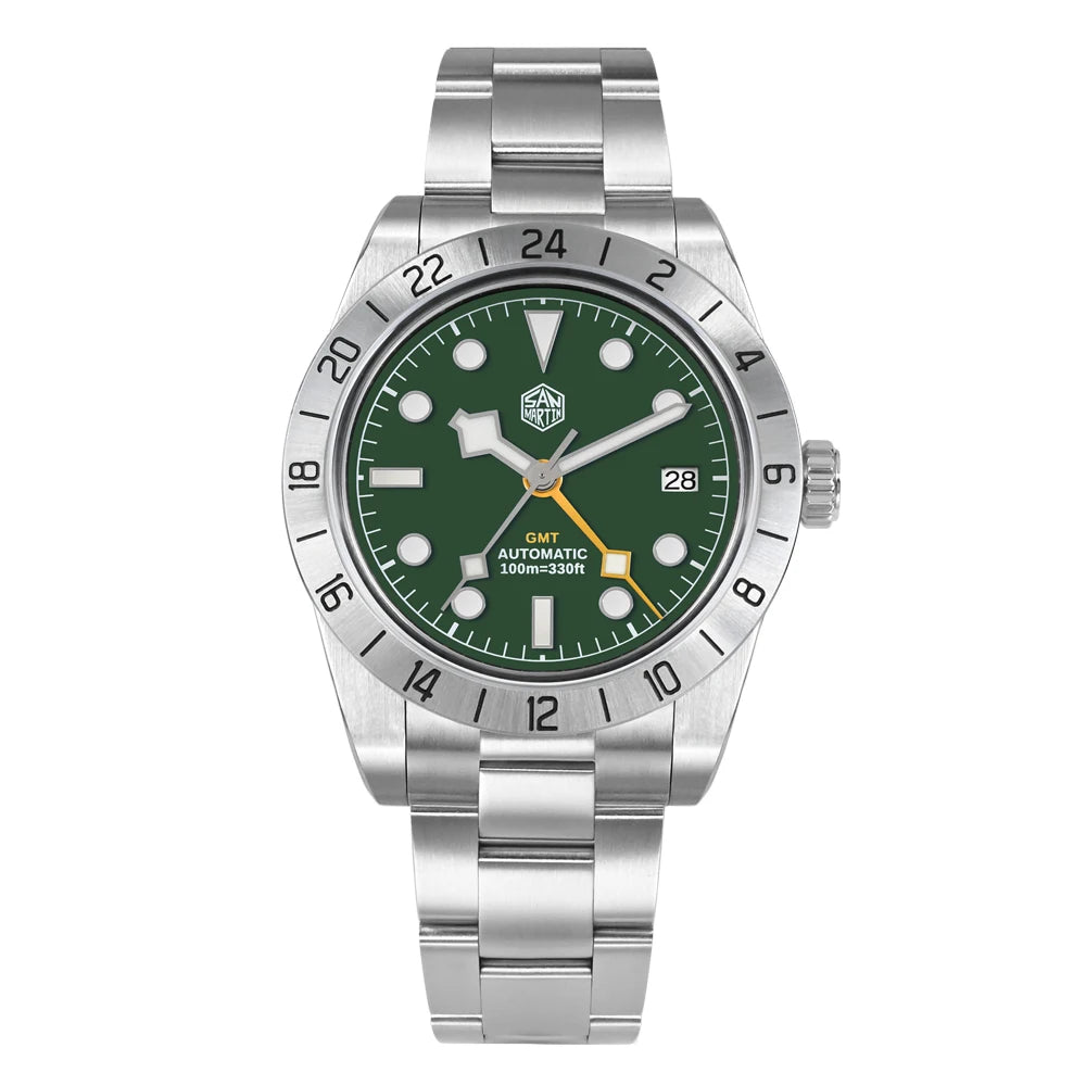 San Martin 39mm NH34 BB GMT Automatic Sport Watch for Men - Sapphire, Luminous, 100m Waterproof Relogio SN0054