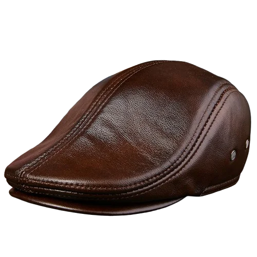 2025 Genuine Leather Beret Hat for Men - Stylish Winter Cap, Warm & Windproof, Vintage Peaked Driver Hat Gift