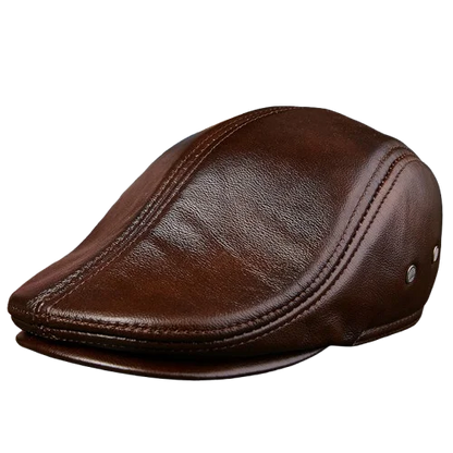 2025 Genuine Leather Beret Hat for Men - Stylish Winter Cap, Warm & Windproof, Vintage Peaked Driver Hat Gift