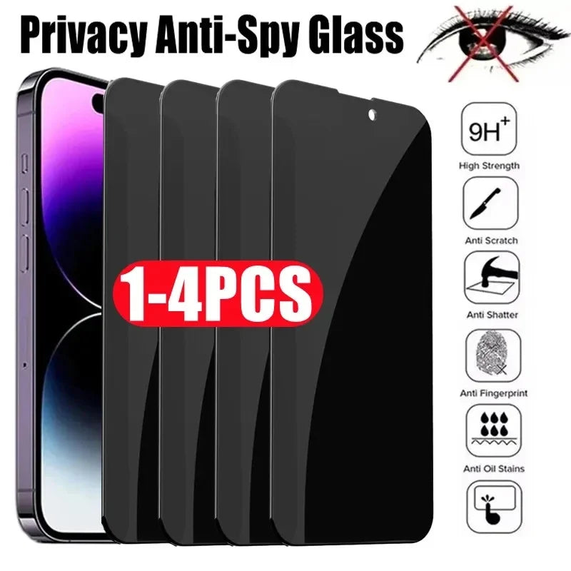Privacy Tempered Glass Screen Protector for iPhone 15, 14, 13, 12, 11, Pro Max, XS Max, XR, Plus - Anti-Spy Protection