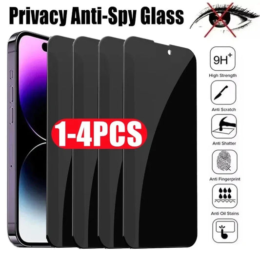 Privacy Tempered Glass Screen Protector for iPhone 15, 14, 13, 12, 11, Pro Max, XS Max, XR, Plus - Anti-Spy Protection