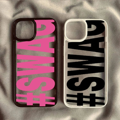 SWAG Bold Letter Shockproof Phone Case for iPhone 11 12 13 14 15 16 Pro Max, SE 2022, X XR XS Max, 7 8 Plus