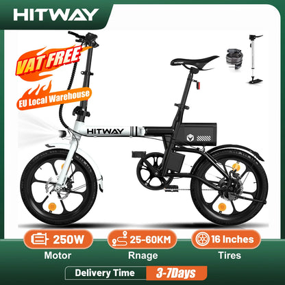 HITWAY BK 35S Electric Bike for Adults - 250W City E-Bike, 16" Wheels, 25-60KM Range for Urban Commuting