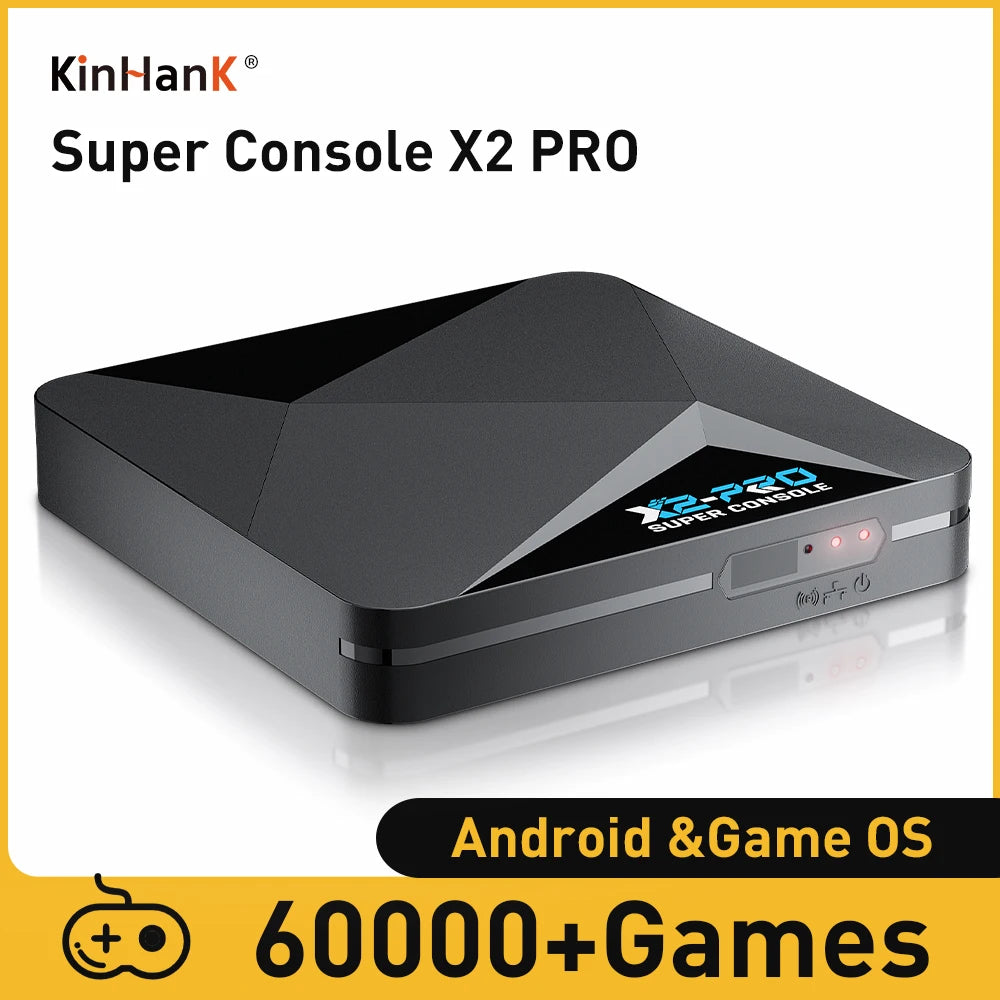 KINHANK Super Console X2 Pro Retro Game Box for Kids - 60000 Games for ARCADE/MAME/DC/SS with Gamepad Gift