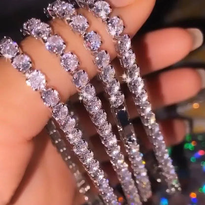 Silver Zircon Tennis Bracelet for Women & Men - Dazzling 2.5/3/4/5mm Crystal Hand Chain for Weddings & Punk Fashion Jewelry