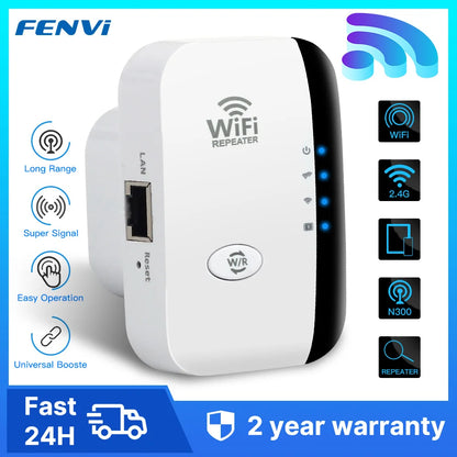 FENVI 300Mbps WiFi Repeater & Extender for Seamless Streaming & Gaming - 802.11N WiFi Booster