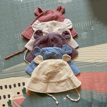 Muslin Cotton Baby Bucket Hat - Sun Protection for Kids 3-12M Boys & Girls Panama Cap