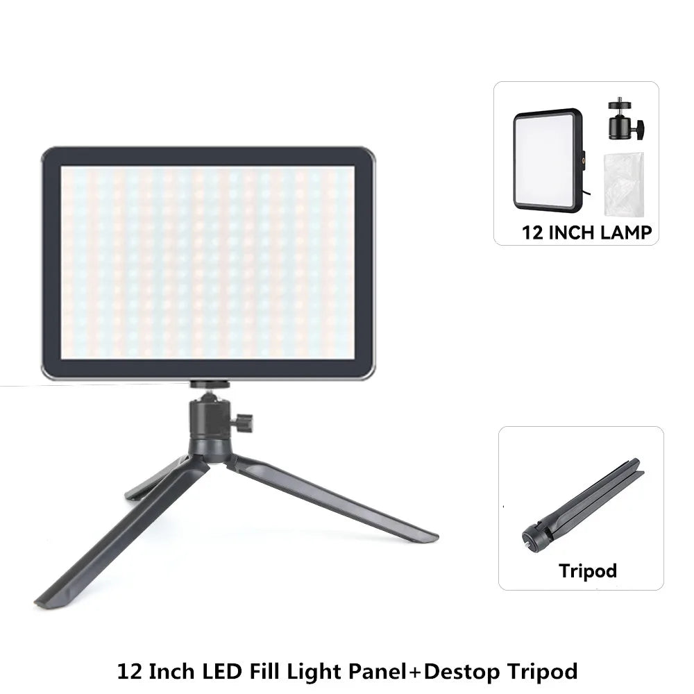 8/12 Inch LED Video Light Kit for YouTube Live Streaming and Photography with Tripod Stand