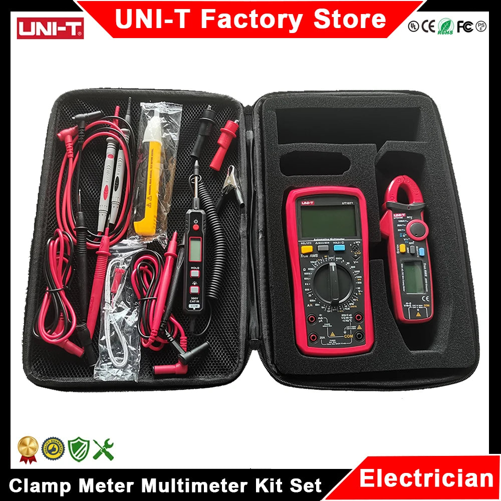 UNI-T Professional Clamp Meter Multimeter Kit for Electricians – UT210E, UT204+, UT202A+, UT107+, UT890C, UT61E+ Tools