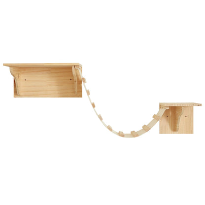 Wall-Mounted Cat Tree with Scratching Post, Jumping Platform, and Hammock for Cats