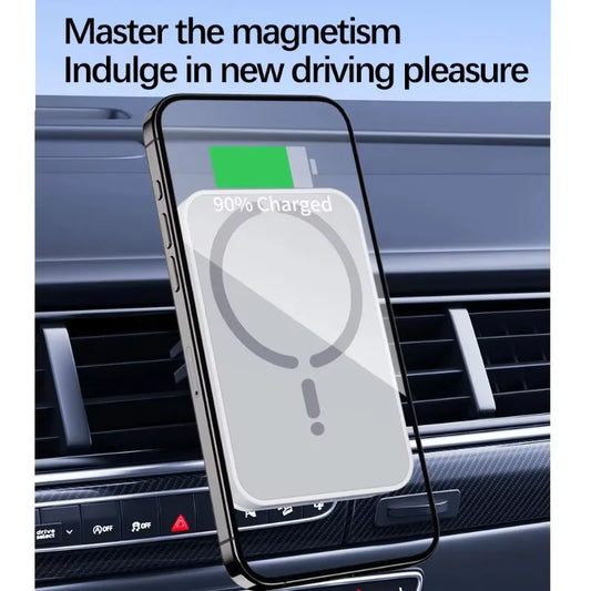 100W Magnetic Wireless Car Charger & Phone Holder for iPhone 16/15/14/13/12 Pro Max - Fast Air Outlet Charging Station