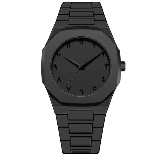 Stylish Men's Quartz Watch - Simple Black Design with Arabic Digits & Drip Oil Strap for Casual Wear