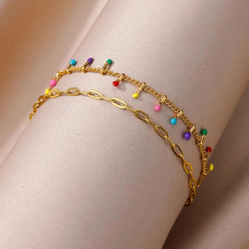 Gold Imitation Pearl Chain Anklet for Women - Summer Beach Leg Bracelet Accessory