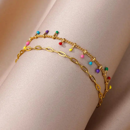 Gold Imitation Pearl Chain Anklet for Women - Summer Beach Leg Bracelet Accessory